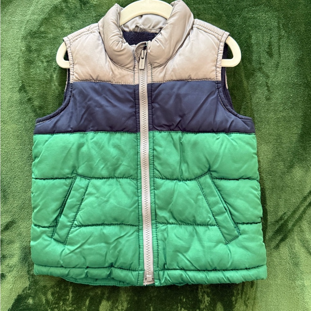 Old Navy Kids Colorblock Puffer Vest - Gray, Blue, Green